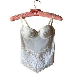 90s White Lace Eyelet Bra Top | vintage lingerie top | lace | vintage bra top